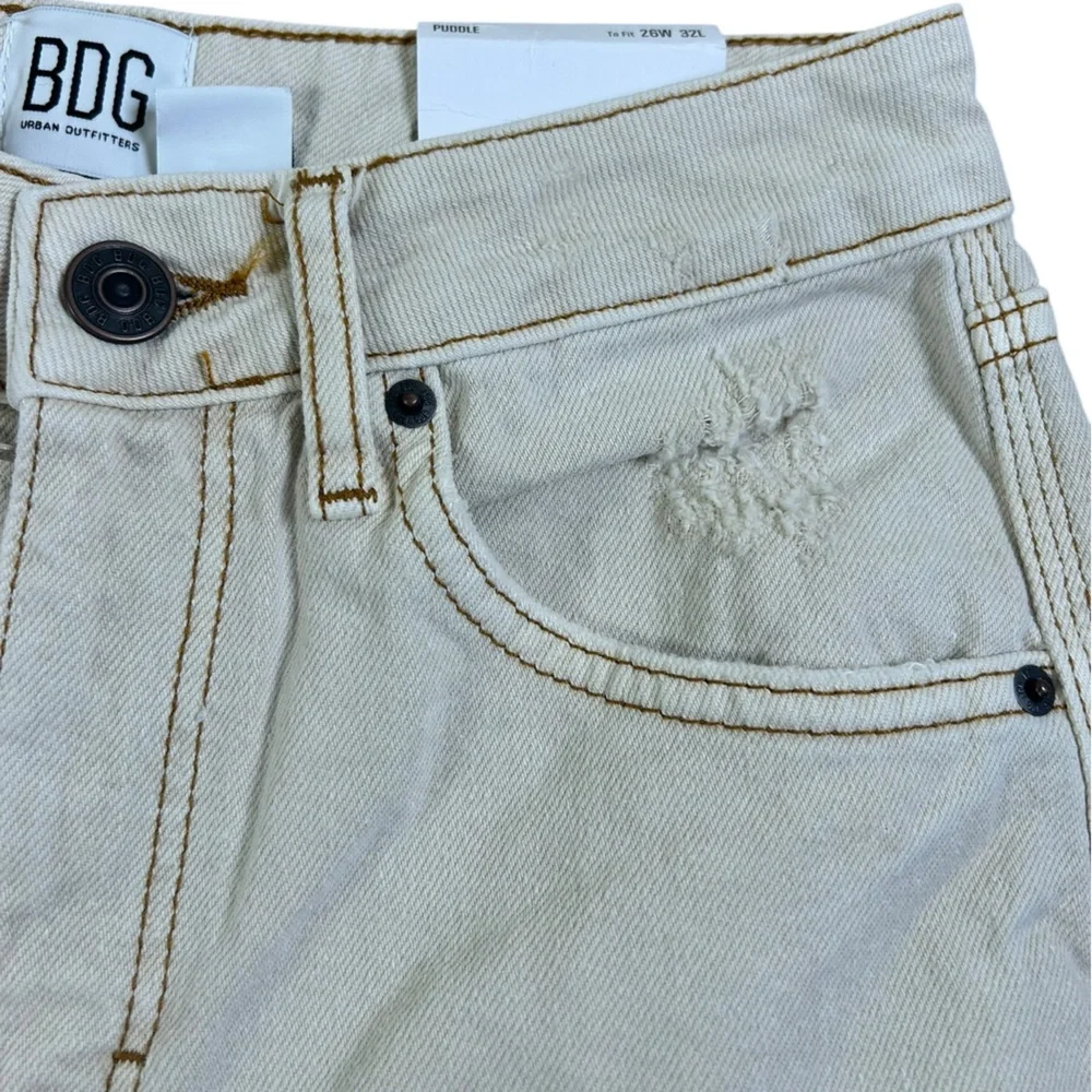 BDG‎ by Urban Outfitters NWT Puddle Jeans Super High Waist Wide Leg Ecru 26x32
